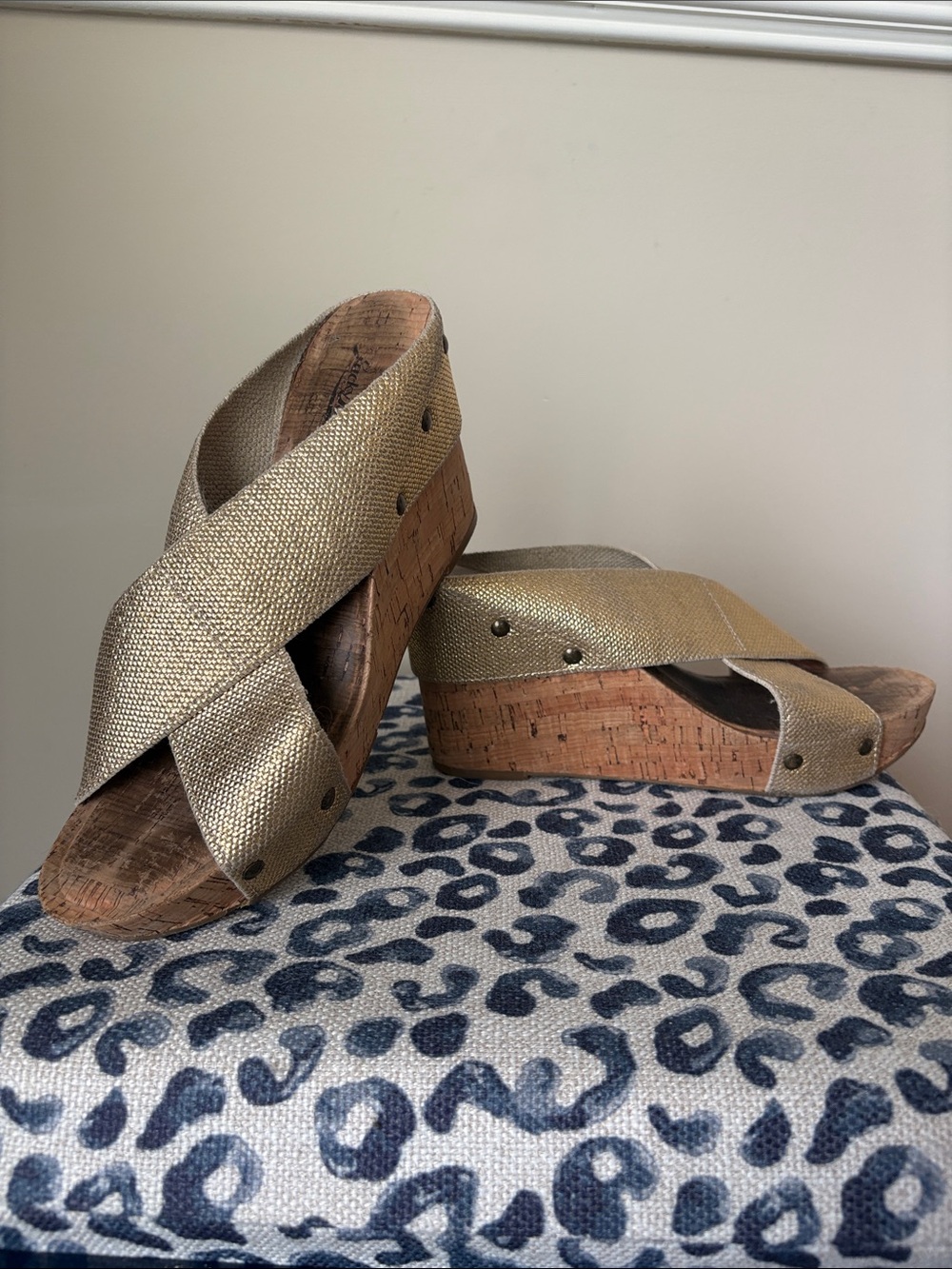 Lucky Brand Gold Cork Wedges